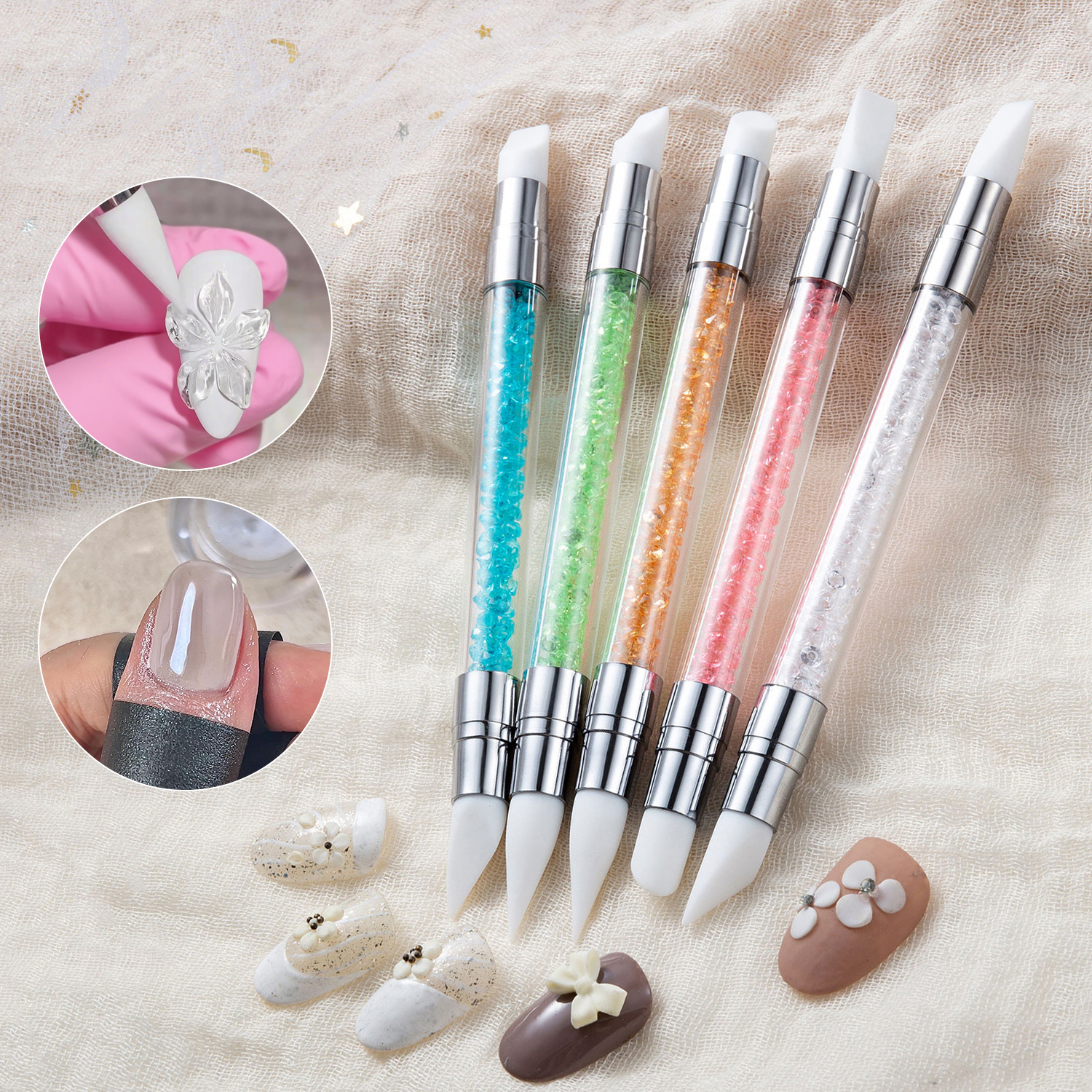 Blush Brush Kabuki - 5PCS Double Head Silicone Nail Art