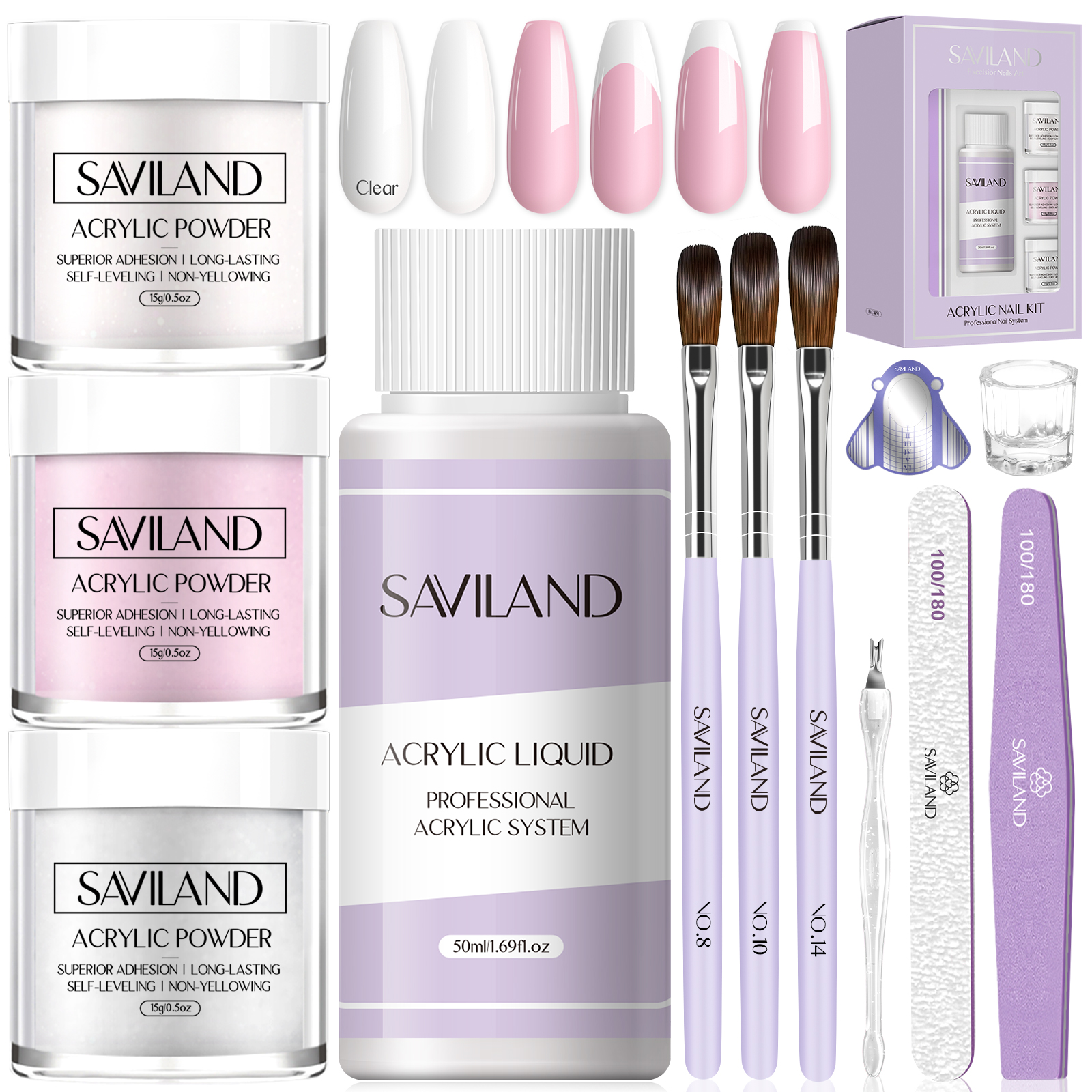 Blush Brush Kabuki - SAVILAND Essentials Acrylic Nail Kit Complete