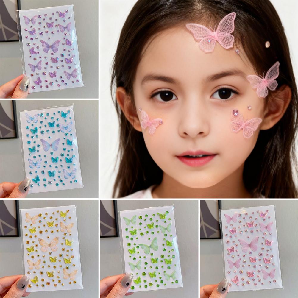Beauty Makeup Kids - Cartoon Butterfly Rhinestone Face Stickers for
