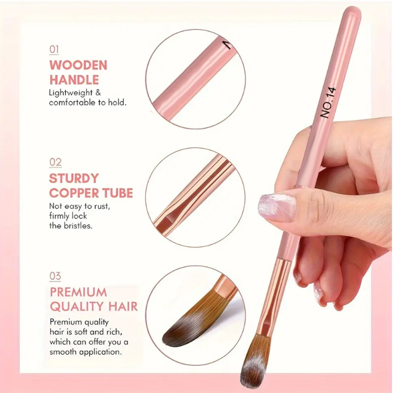 3pcs Pink Handle Acrylic Nail  – обзор и цена Blush Brush Kabuki